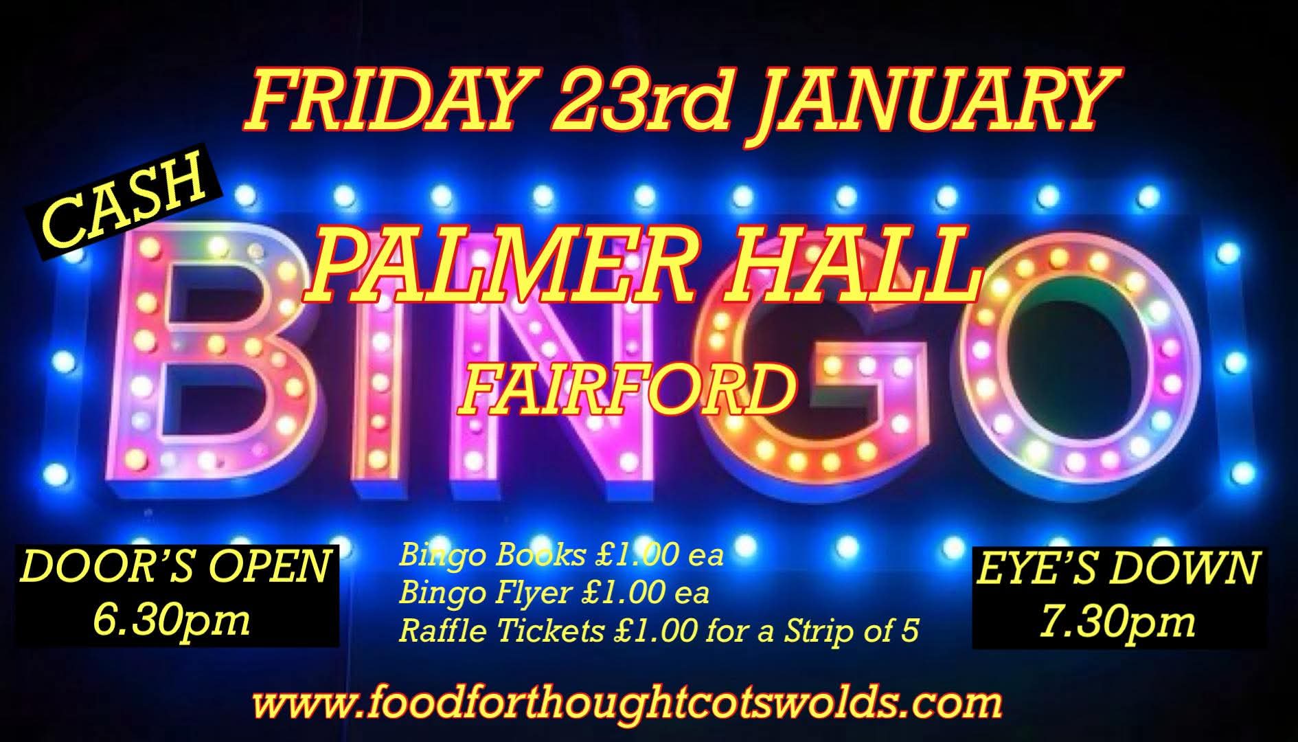 Bingo – Palmer Hall Fairford – Friday 23rd January